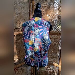 NWT Paisley & Gray Stylish Blue Button-Up Vest With French Bulldog S_Med